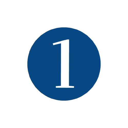 Icône circulaire bleue avec le chiffre 1 en blanc, représentant la première étape d'un processus