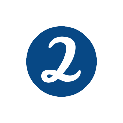 Icône bleue circulaire avec le chiffre "2" blanc stylisé en son centre.