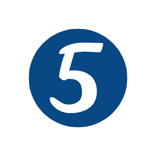 Cercle bleu avec le chiffre 5 en blanc au centre.