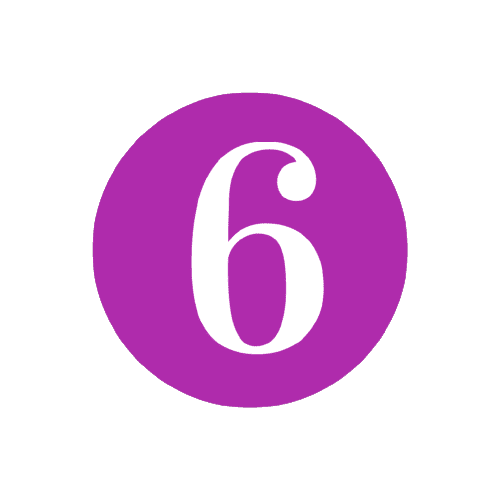 Icône circulaire violette avec le chiffre "6" blanc stylisé en son centre.