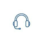 Icône de casque audio avec microphone, symbolisant le support client.